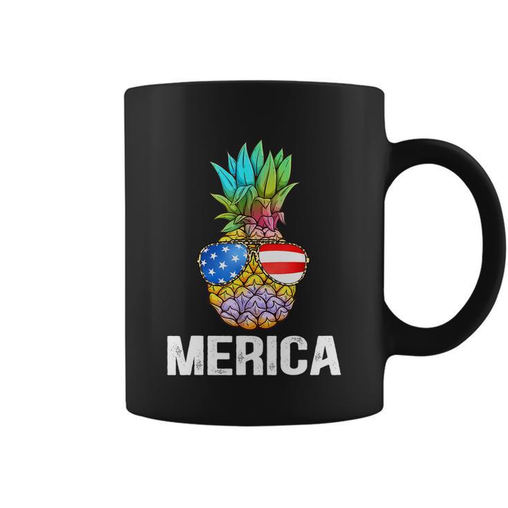 Funny Patriotic Pineapple 4Th Of July America Usa Flag Coffee Mug