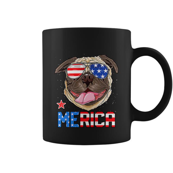 Funny Pug 4Th Of July Merica American Flag Coffee Mug