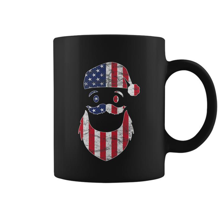 Funny Santa Claus Face American Flag Christmas For 4Th Of Flag Coffee Mug