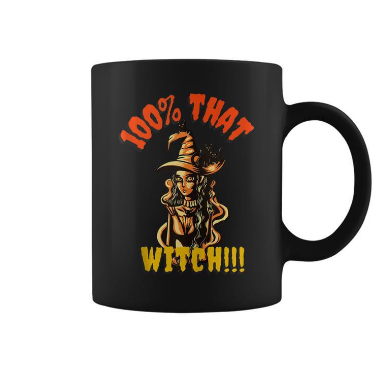 Funny Scary Halloween 100 That Witch Witchy Cat  Coffee Mug