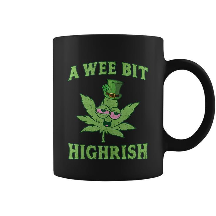 Funny St Patricks Day Gift A Wee Bit Highrish Gift Funny 420 Weed Marijuana Gift Coffee Mug
