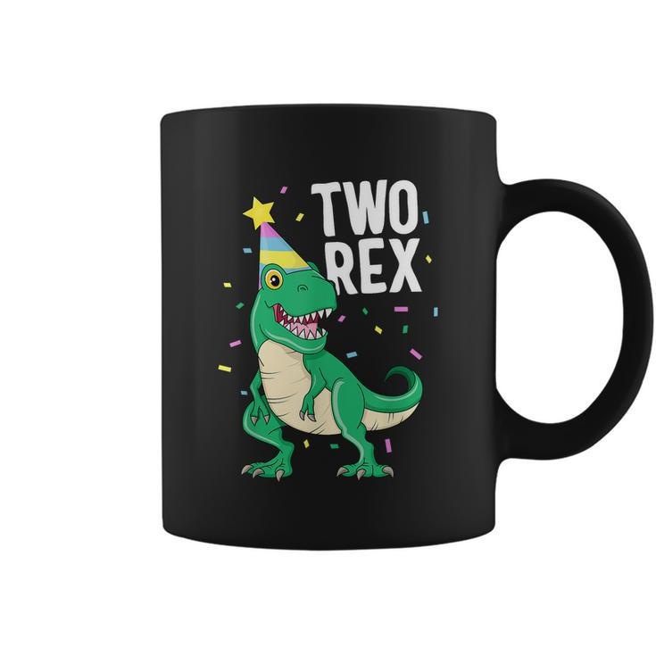 Funny Two Rex 2Nd Birthday Boy Gift Trex Dinosaur Party Happy Second Gift Coffee Mug