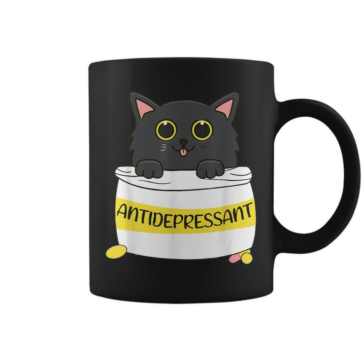 Fur Antidepressant Cute Black Cat Illustration Pet Lover  Coffee Mug