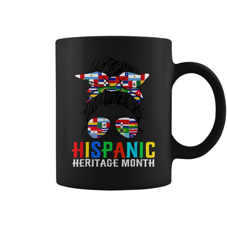 Gifts National Hispanic Heritage Month Latin Flags Messy Bun  V2 Coffee Mug