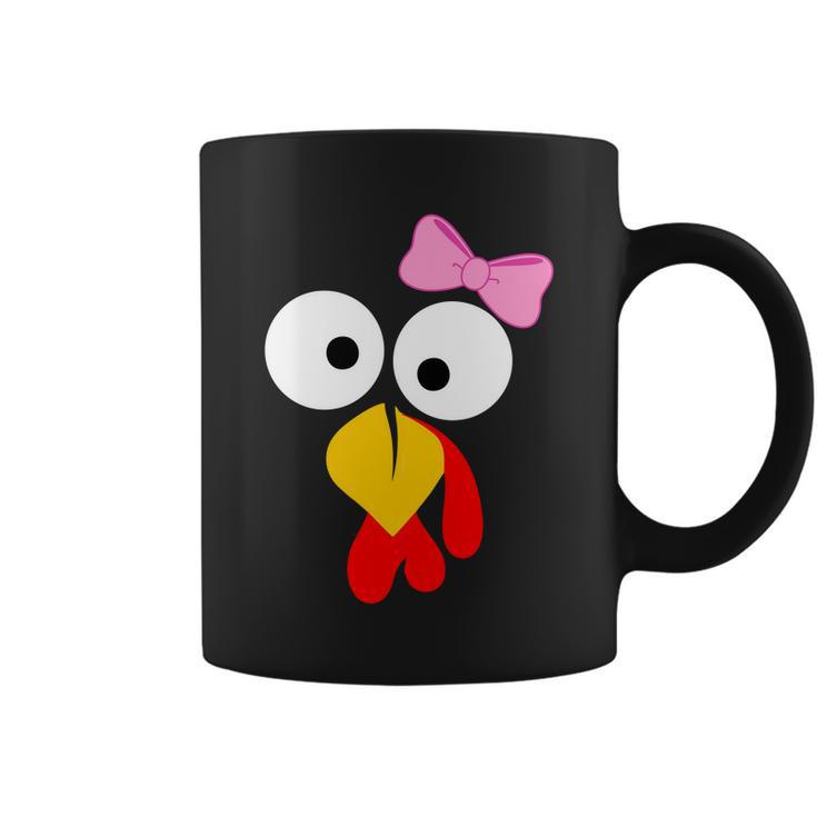 Girl Turkey Face Pink Bow Thanksgiving Day Tshirt Coffee Mug