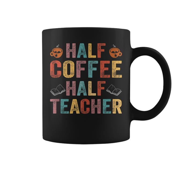 Half Coffee Half Teacher Funny Teacher Inspirational Retro  V2 Coffee Mug