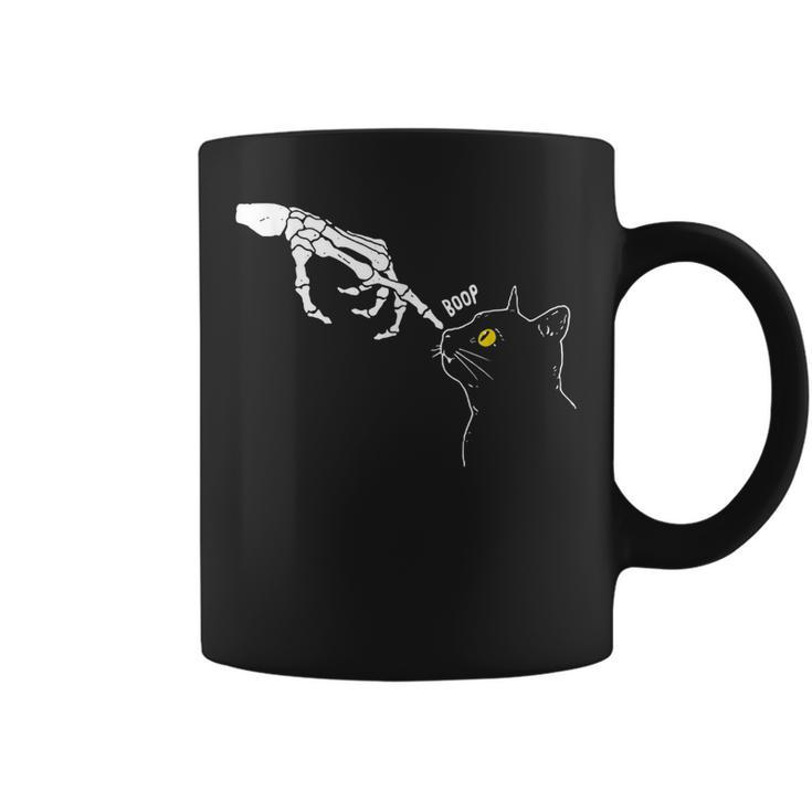 Halloween Cat Black Lover Skeleton Hand Boop Funny  Coffee Mug