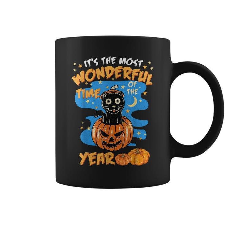 Halloween Its The Most Wonderful Time Of The Year Cat Witch  Coffee Mug - Thegiftio