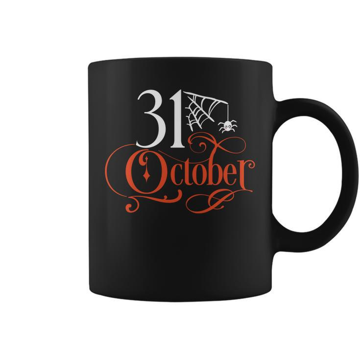 Halloween October 31 Orange And White Coffee Mug