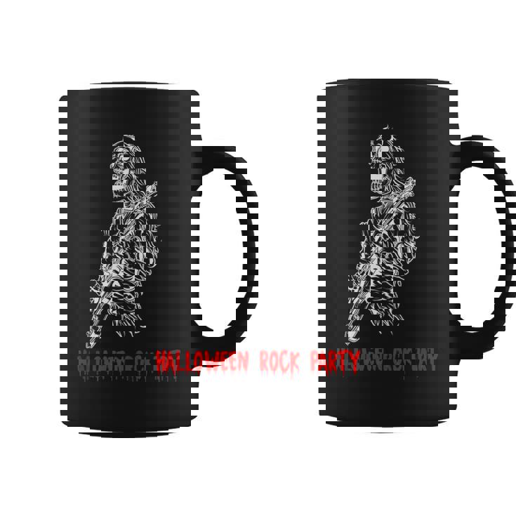 Halloween Rock Party Dancing Guitar Skeleton Playing Rock  Coffee Mug