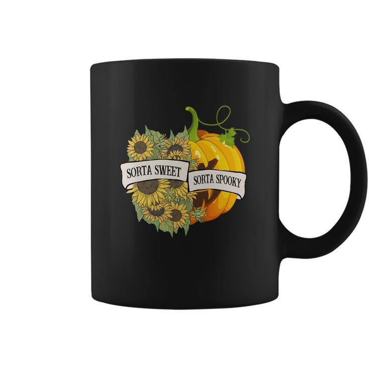 Halloween Sorta Sweet Sorta Spooky Pumpkin Sunflower Coffee Mug