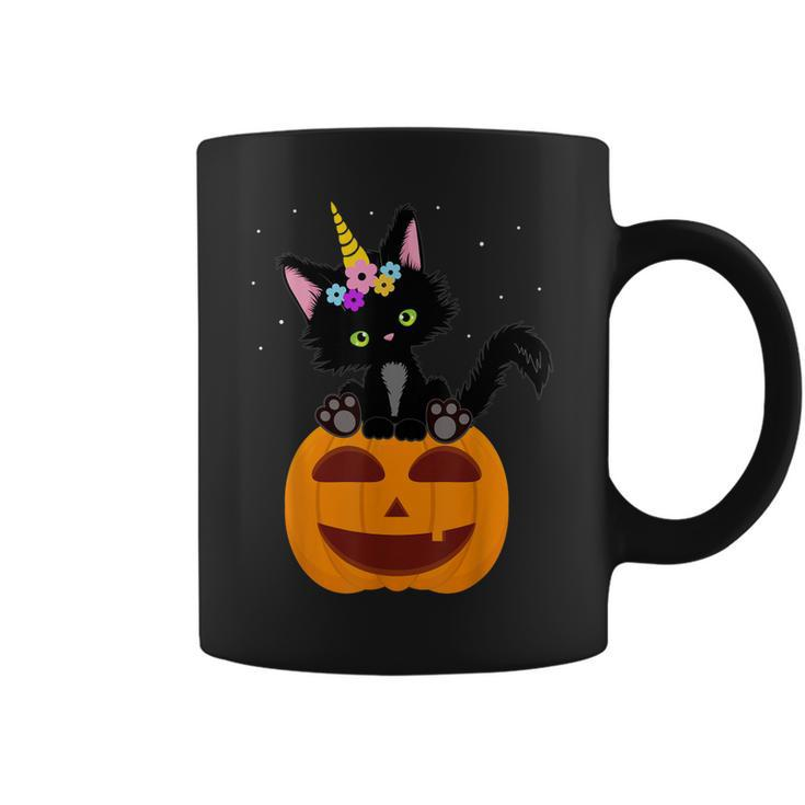 Halloween Unicorn Cat Black Pumpkin Scary Costume Girls Kids  Coffee Mug
