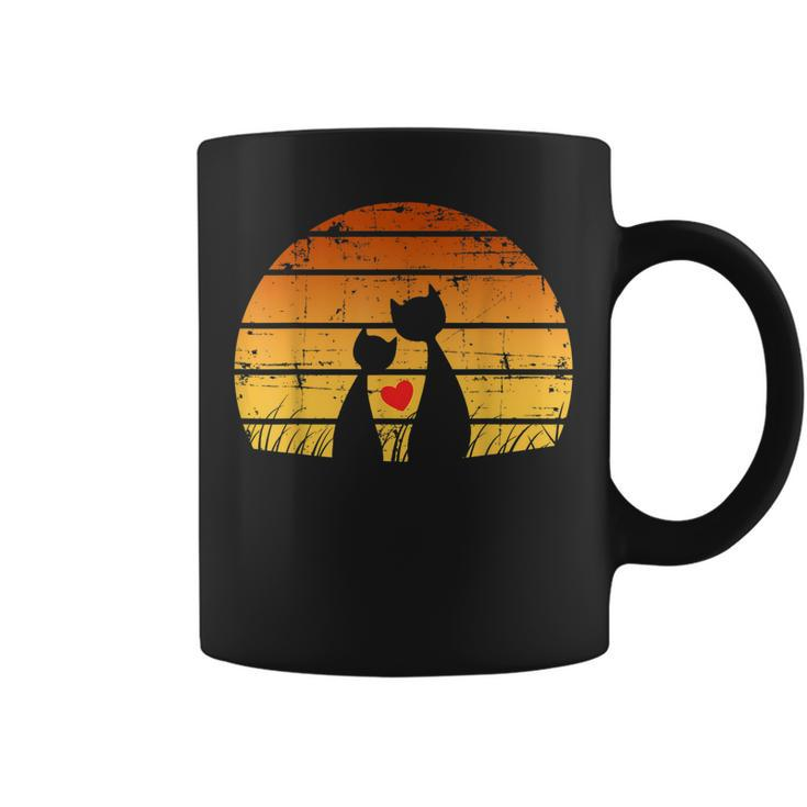 Halloween Vintage Black Cats Heart Cat Retro Moon  Coffee Mug