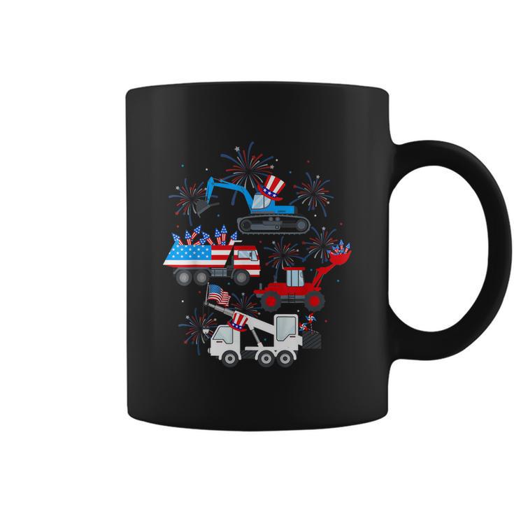 Happy 4Th Of July Crane Truck Construction Toddler Boys Coffee Mug