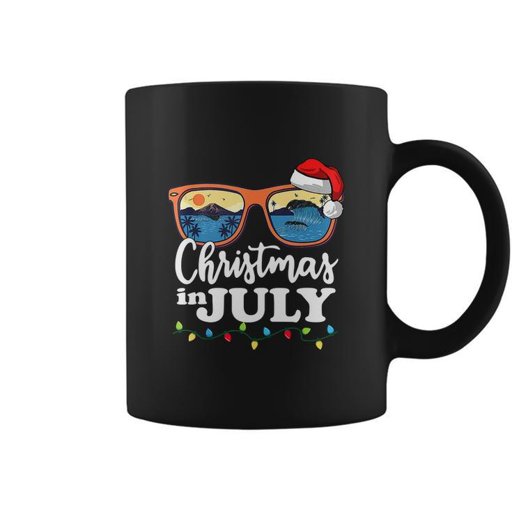 Happy Christmas In July Santa Hat Sunglasses Summer Beach Coffee Mug