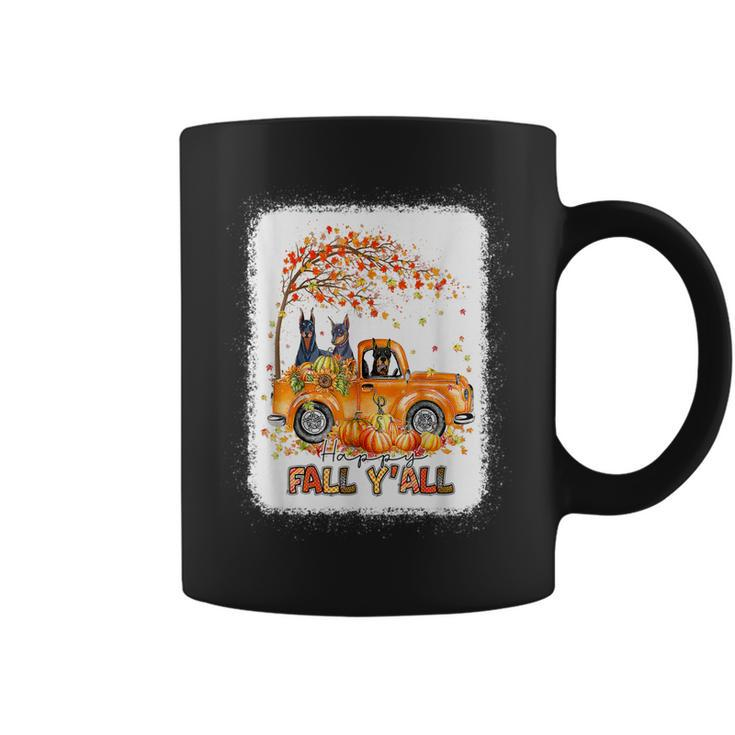 Happy Fall Yall Doberman Riding Truck Pumpkin Autumn Fall  Coffee Mug