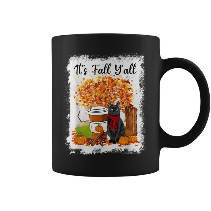 Happy Fall Yall Funny Cats Autumn Lover Pumpkins Halloween  Coffee Mug
