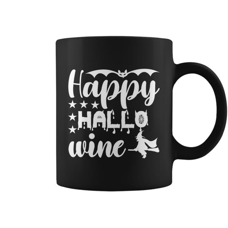 Happy Hallo Wine Cat Halloween Quote Coffee Mug