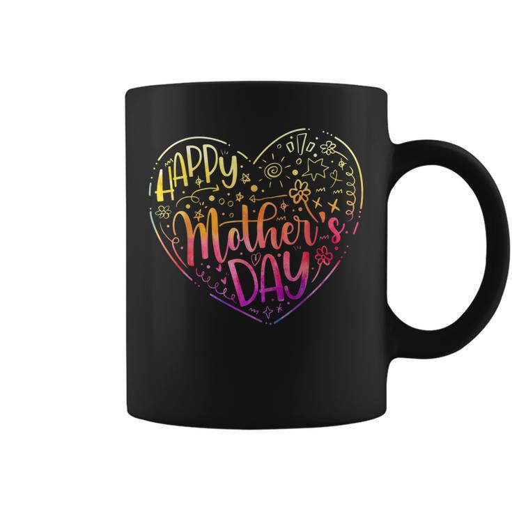 Happy Mothers Day With Tie-Dye Heart Mothers Day  Coffee Mug