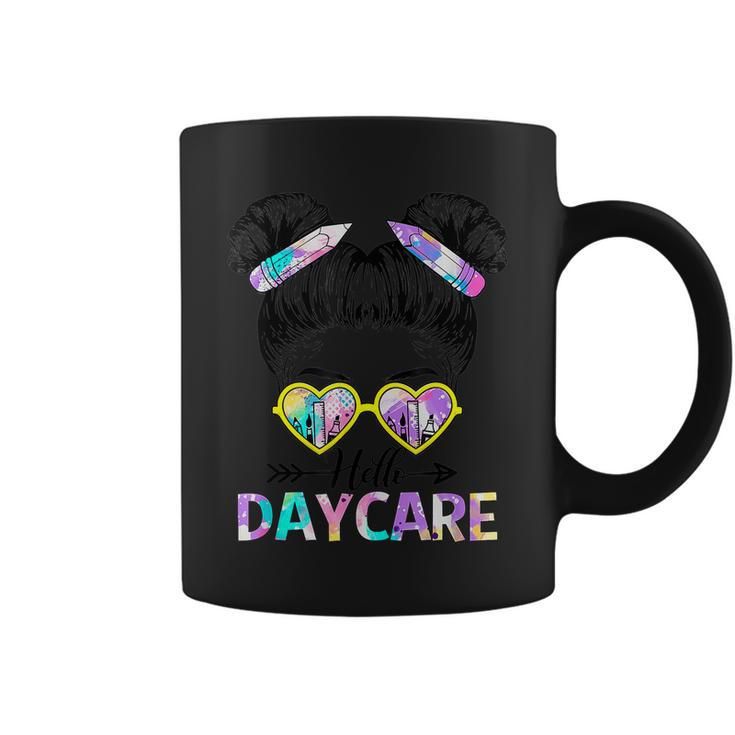Hello Daycare Tie Dye Messy Bun Kids Back To School Coffee Mug