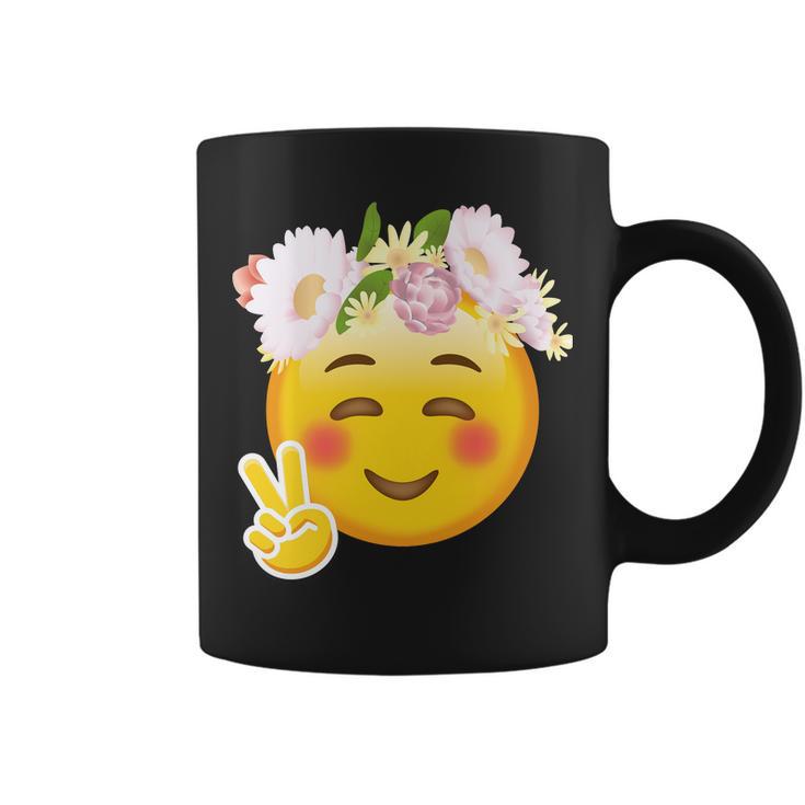 Hippy Smiley Face Peace Sign Tshirt Coffee Mug