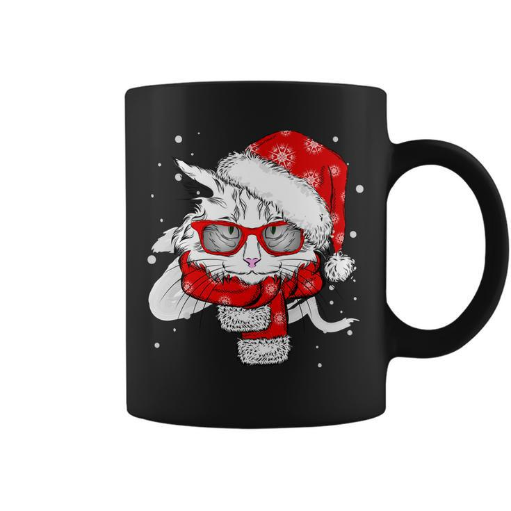 Hipster Christmas Cat Coffee Mug