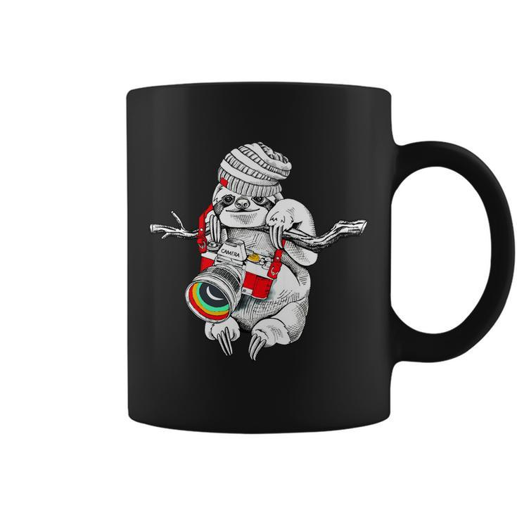 Hipster Sloth With Retro Camera Coffee Mug