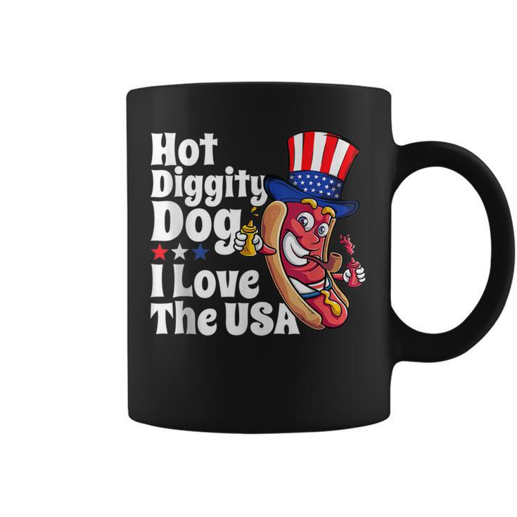 Hot Diggity Dog I Love The Usa Funny 4Th Of July Party  Coffee Mug