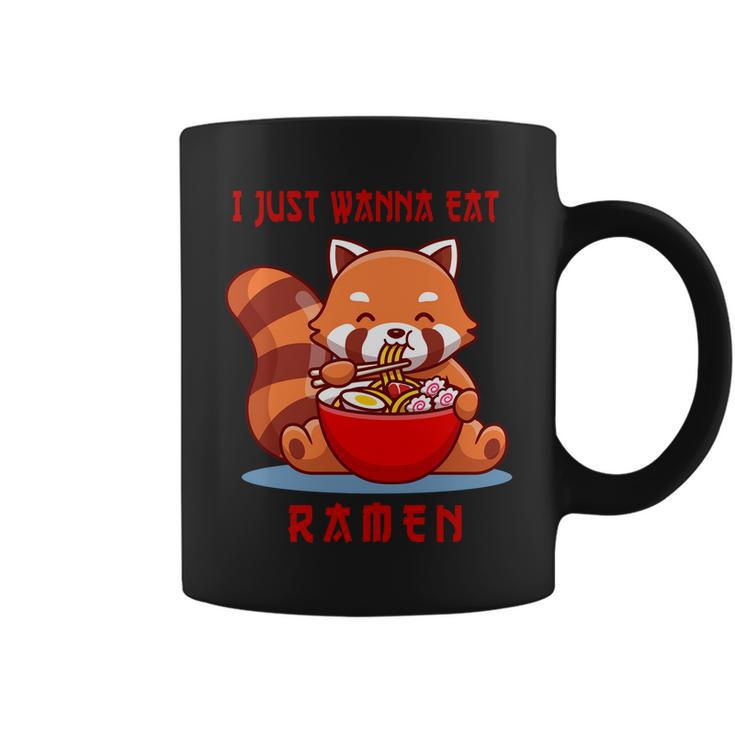 I Just Wanna Eat Ramen Cute Red Panda Coffee Mug