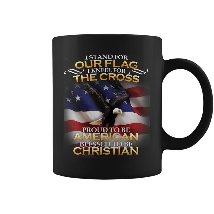 I Stand For Our Flag Kneel For The Cross Proud American Christian Coffee Mug
