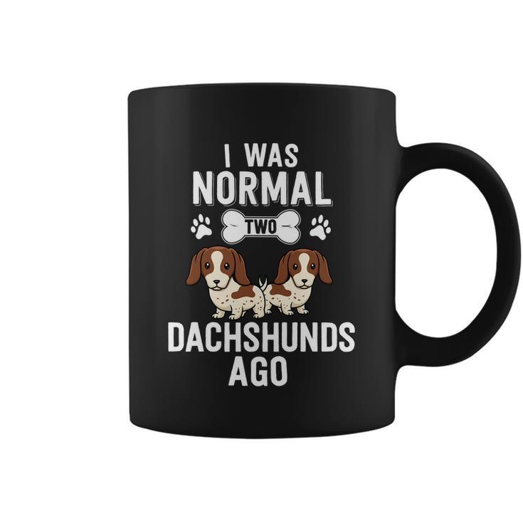 I Was Normal 2 Dachshunds Ago Piebald Doxie Dog Lover Gift Coffee Mug