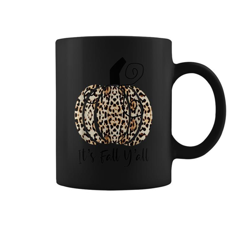 Its Fall Yall Cute Leopard Print Girl Pumpkin Halloween  Coffee Mug