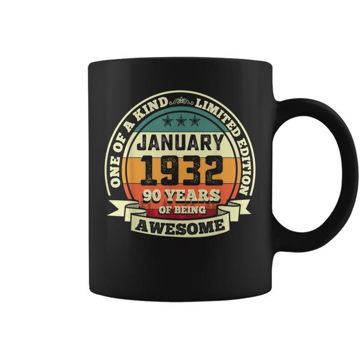 January 1932 90Th Birthday Gift 90 Years Of Being Awesome Coffee Mug