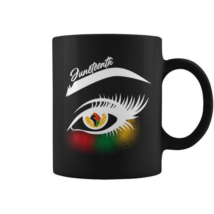 Juneteenth Red Gold Green Eyelashes Coffee Mug