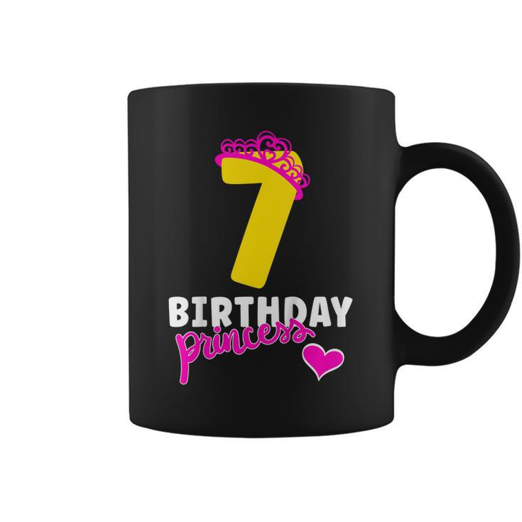 Kids 7Th Birthday Girl Birthday Girl Crown Princess Coffee Mug