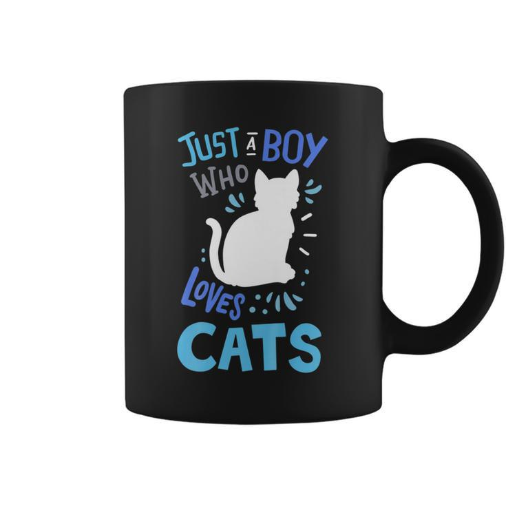 Kids Cat Just A Boy Who Loves Cats Gift For Cat Lovers   Coffee Mug