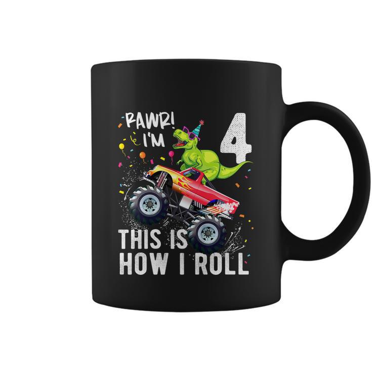 KidsRex Dinosaur Monster Truck 4Th Birthday Boys And Girls Coffee Mug