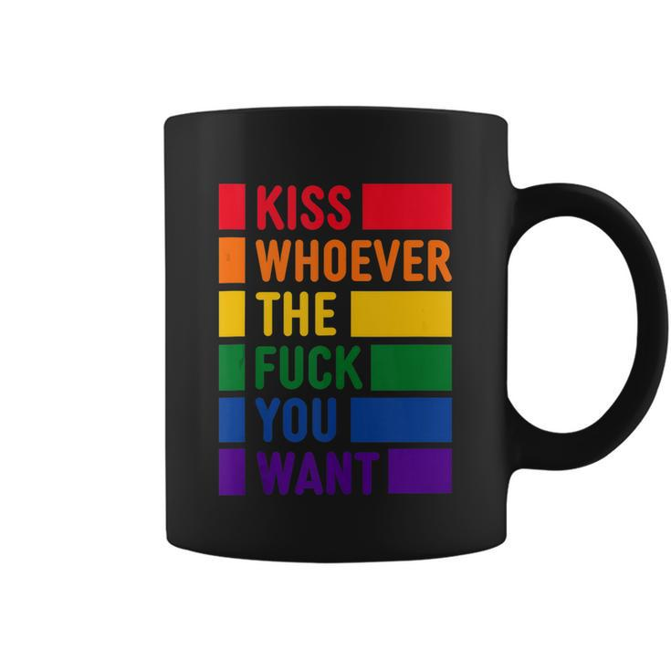 Kiss Whoever The Fuck You Want Lgbt Rainbow Pride Flag Coffee Mug