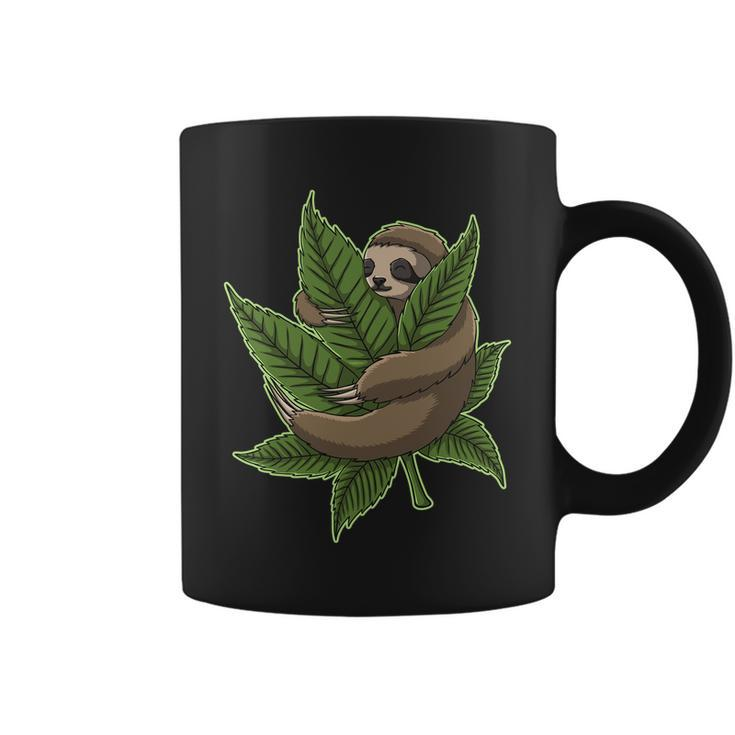 Lazy Sloth Cannabis Leaf Coffee Mug