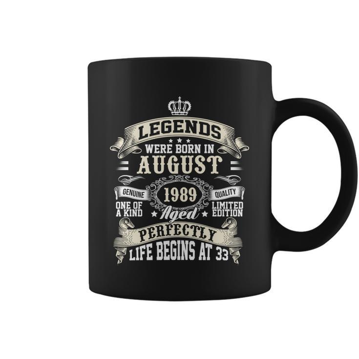 Legends Were Born In August 1989 Vintage 33Rd Birthday Gift For Men & Women Coffee Mug