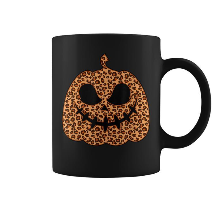 Leopard Jack O Lantern Pumpkin Halloween Print Lazy Costume  Coffee Mug
