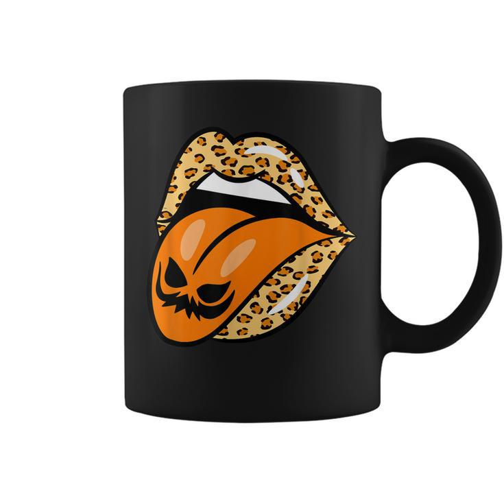Leopard Lips Mouth Pumpkin Tongue Costume Halloween Women  Coffee Mug