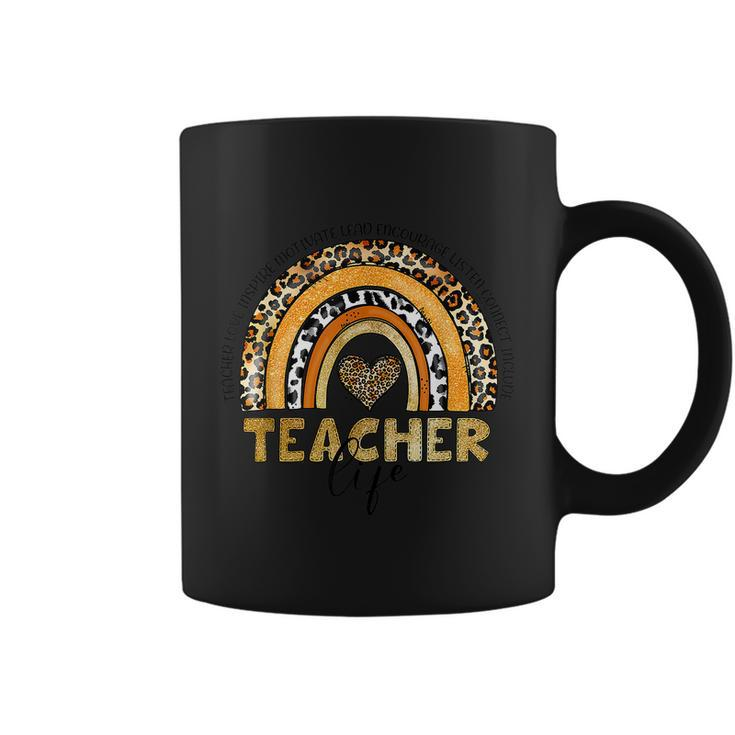 Leopard Rainbow Teacher Life Teaching Last Day Of School Coffee Mug
