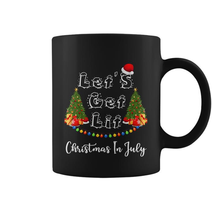 Lets Get Lit Christmas In July Christmas Tree Fleece Blanket Gift Coffee Mug