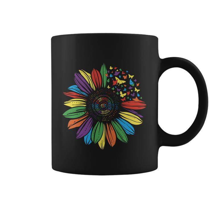 Lgbt Rainbow Color Sunflower Butterfly Pride Month Coffee Mug