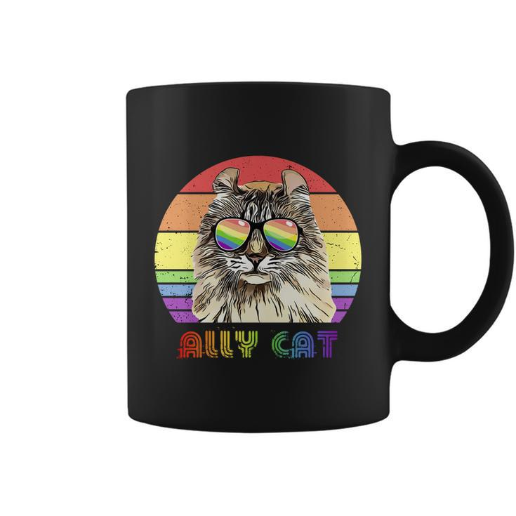 Lgbtq Ally Cat Rainbow Gay Pride Flag Lgbt Funny Gift Coffee Mug