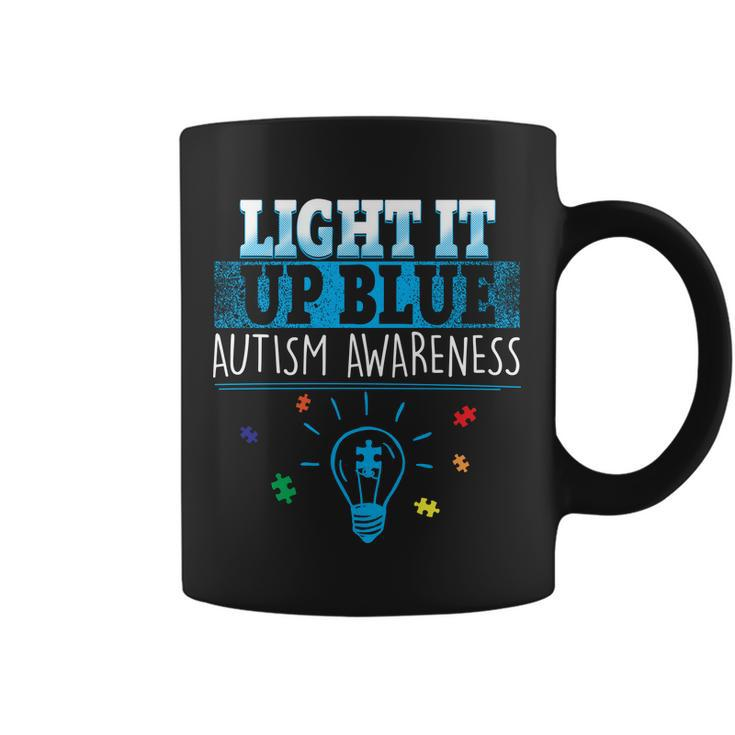 Light It Up Blue Autism Puzzle Bulb Tshirt Coffee Mug
