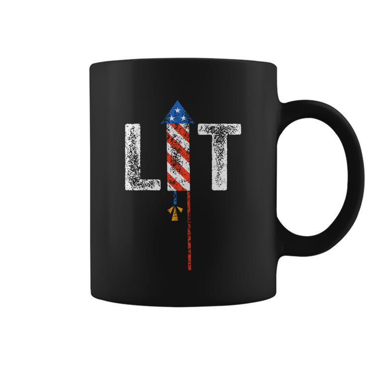 Lit 4Th Of July Patriotic American Fireworks Usa Fourth Cute Gift Coffee Mug
