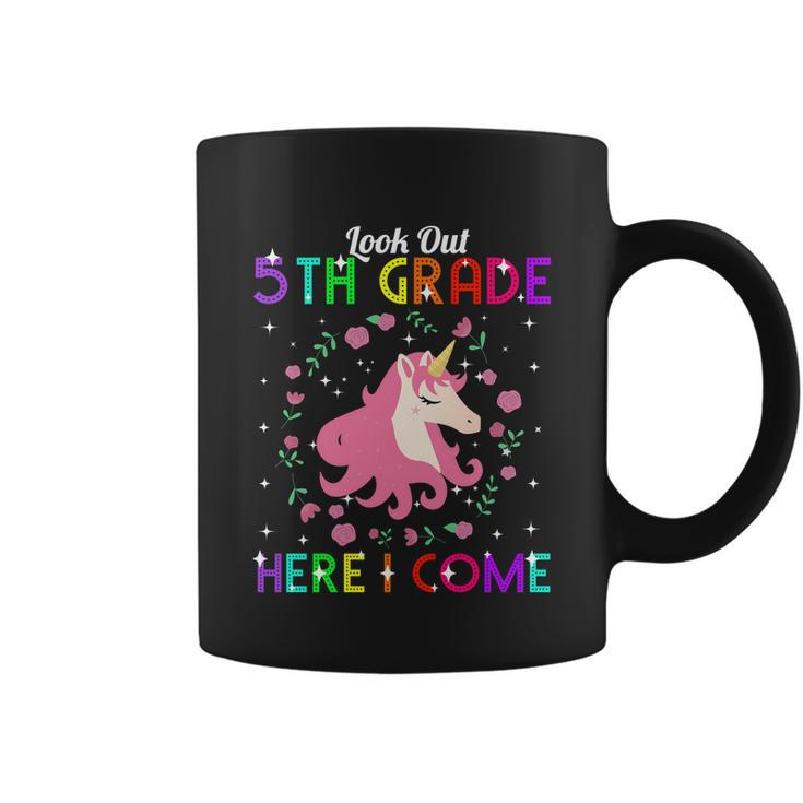 Look Out 5Th Grade Here I Come Unicorn First Day Of School Gift Graphic Design Printed Casual Daily Basic Coffee Mug