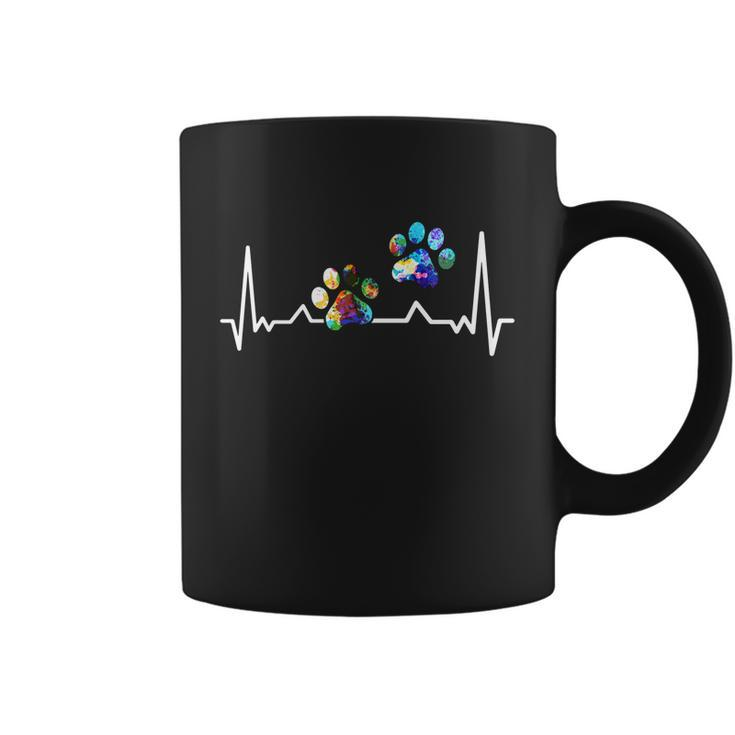 Love Animals Colorful Paw Heartbeat Gift Coffee Mug